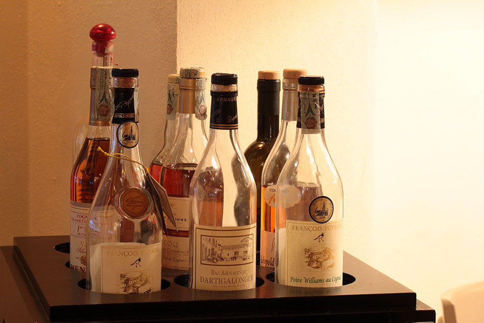 Selection of liqueurs of the Blei Restaurant